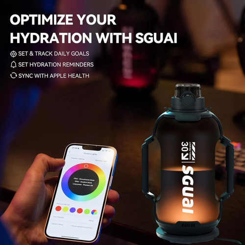 Garrafa De Água Esportiva Inteligente Rgb Gym
