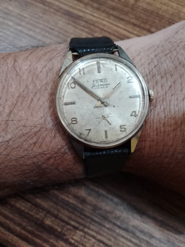 Reloj Fero Feldman Antiguo Mecánico Carga Manual Negro Plateado Beige (Usado)