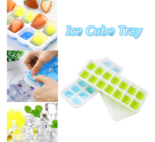 Juego De Bandejas De Hielo Cubiertas D De 2 Piezas Con 14 Cu