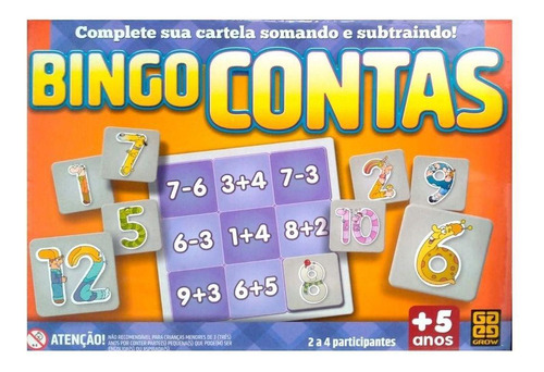 Jogo Bingo Contas Grow - Aprenda Somas E Substituições