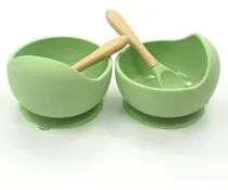 Comprar Set Alimentación Silicona 2 Piezas Para Bebe Color Verde