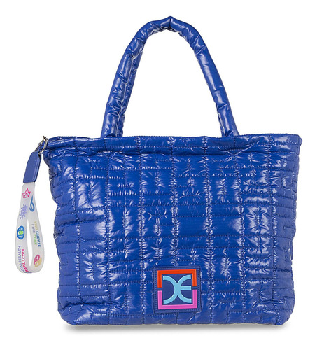 Bolsa Cloe Tote Para Mujer Material Reciclado Asa Removible Color Azul