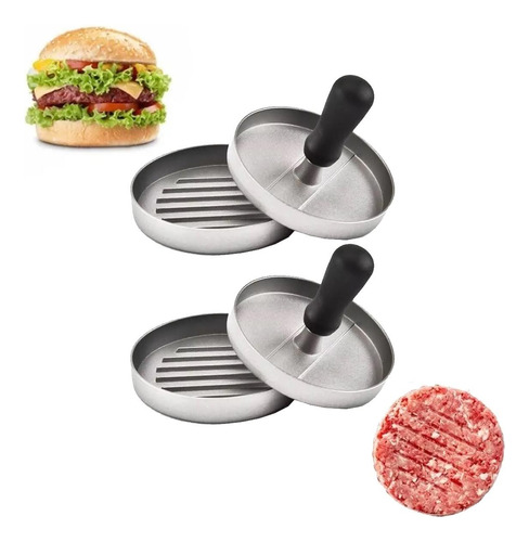 Prensa Molde Carne Hamburguesa Manual Acero 12 Cm 2 Piezas