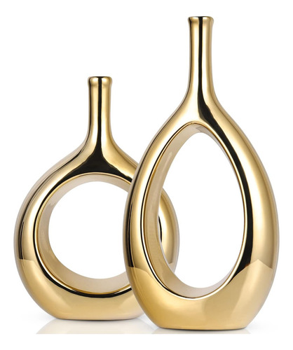 Jarrones De Oro Brillantes En Jarrones De Oro Cerámicos Del Oro Brillante.