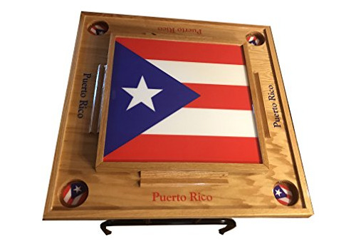 Mesa De Dominó De Puerto Rico Con La Bandera - Completa
