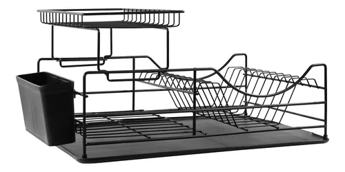 Escurridor Platos Vasos Secaplatos Alambre C/bandeja Negro