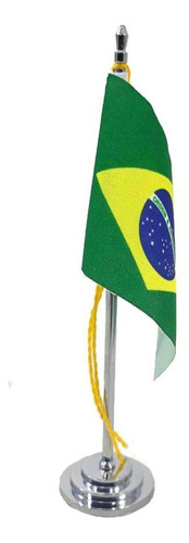 Mini Bandeira De Mesa Do Brasil 15 Cm Poliéster