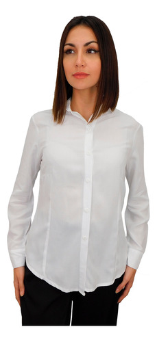 Camisa Blanca Manga Larga O 3/4 Vestir Casual Uniforme Mujer