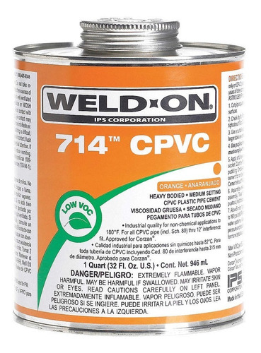 Cemento Weld On 714 Cpvc Naranjado Bote 1 Litro 