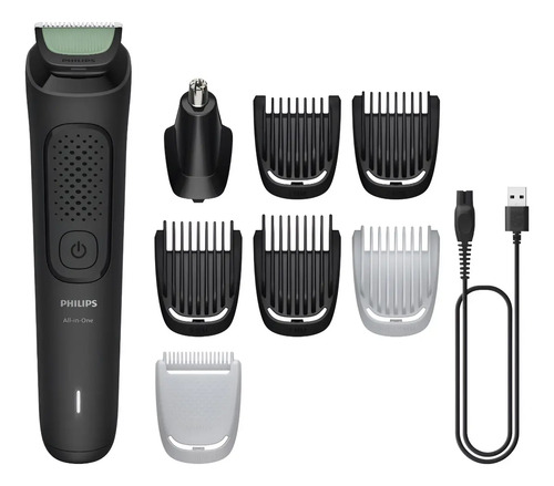 Aparador e Barbeador Elétrico All-in-One Série 3000 8 em 1 : Visual completo para rosto, cabelo e corpo | 60 min sem fio | Lâminas autoaf...