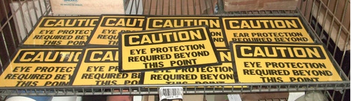 Lot Of 8 Caution Eye Protection Required Beyond This Point