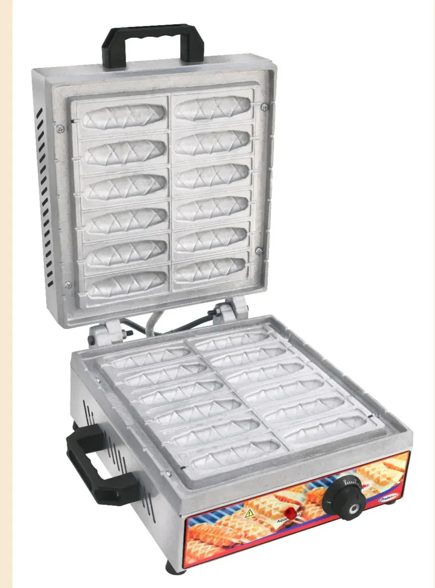 Maquina De Crepe Palito Crepeira Elétrica 12 Cavidades Inox Cor Prateado