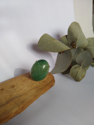 Imagen 2 de 4 de Anillo Regulable Cuarzo Verde Baño De Plata