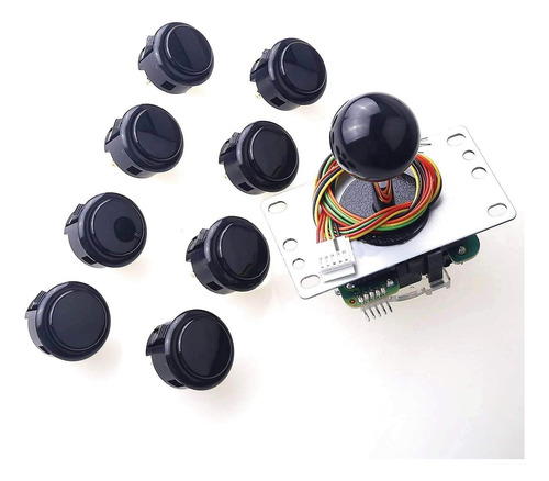 Joystick Sanwa Jlf-tp-8yt + 8 Botones Obsf-30 Negro