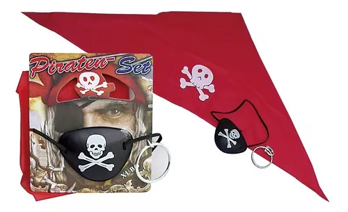 Kit Fantasia de Pirata Adulto e Infantil Unissex Chapéu + Bandana +  Tapa-olho + Brinco, Magalu Empresas