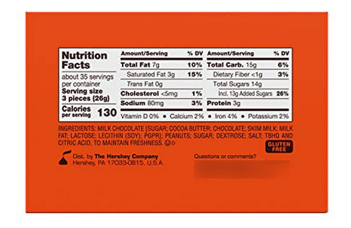 Reese's Miniaturas Chocolate Con Mantequilla De Maní 105 Pzs