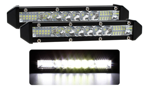 Par Faro Barra 16 Led Blanco 7 Pulgadas Auxiliar Moto Jeep 4