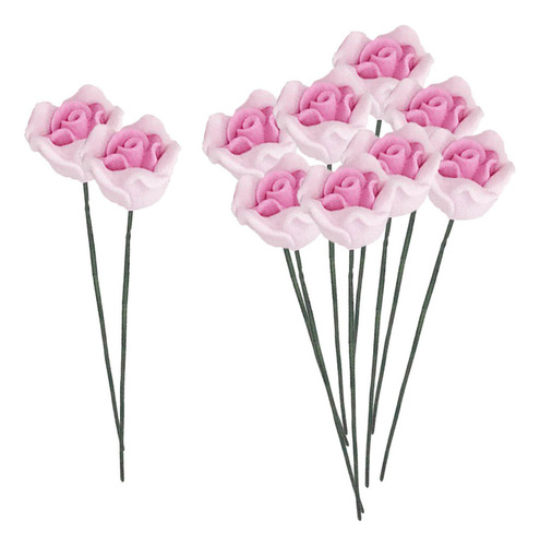 . 10 Piezas De Decoración De Paisaje De Flores Rosas