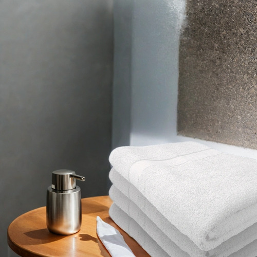 Toalla De Baño Extragrande De Algodón Gila Essentials 2 Pzas Color Hueso Liso