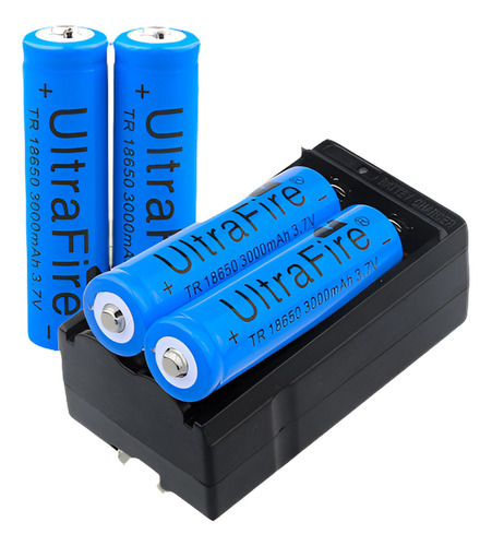 4pc Ultrafire Batería 18650 3.7v 3000mah Li-ion Recargable +