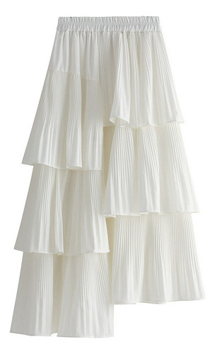 Falda Pastel Plisada Asimétrica De Invierno Para Mujer