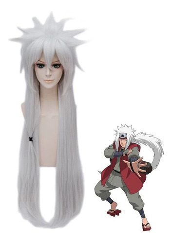 Peluca De Cosplay De Anime Jiraiya, Larga Y Plateada, Resist