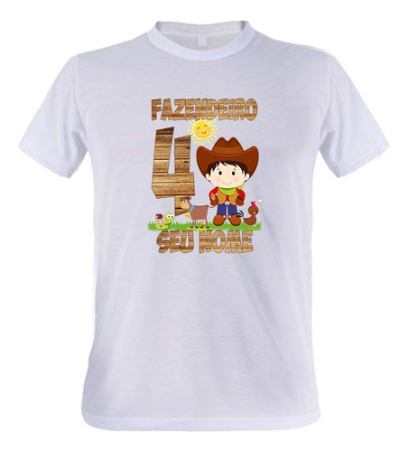 4 Camisetas Festa Aniversário Personalizada Tema Fazendinha