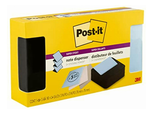Post-it Dispensador De Notas, Negro Moderno, El Paquete