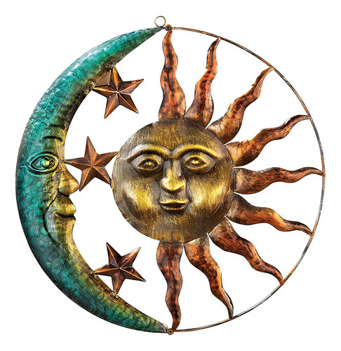 Colgante Colgante Con Adornos De Sol Y Luna De Estilo Vintag