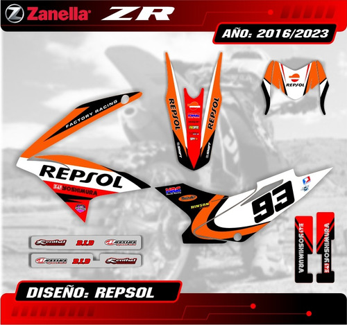 Kit Calcos Grafica - Zanella Zr 150 Lt - 2016/17 Gloss