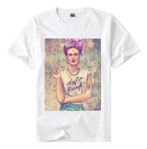 Camiseta Frida Khalo Daft Punk Cigarro Pronta Entrega