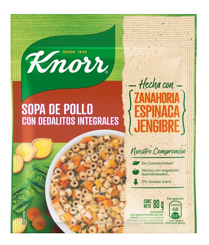 Sopa De Pollo Knorr Con Dedalitos Integrales Sobre X 80 Gr