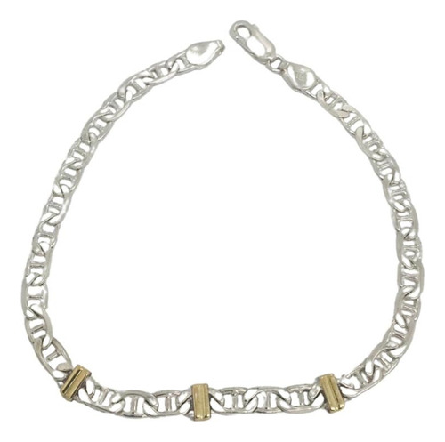 Pulsera De Plata Modelo Barco C/3 Apliques En Oro (p167)