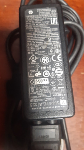 Adaptador Original Hp In:100-240v  Out:19.5v=2.31a 45w