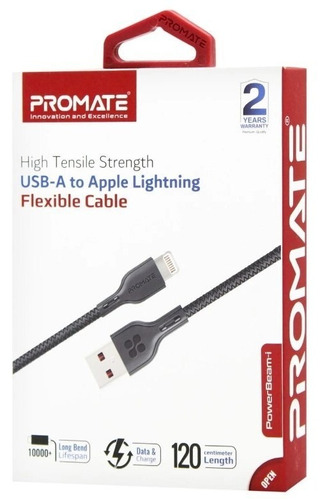 Cable Compatible iPhone Acordonado 1.2m Promate Carga Rapida