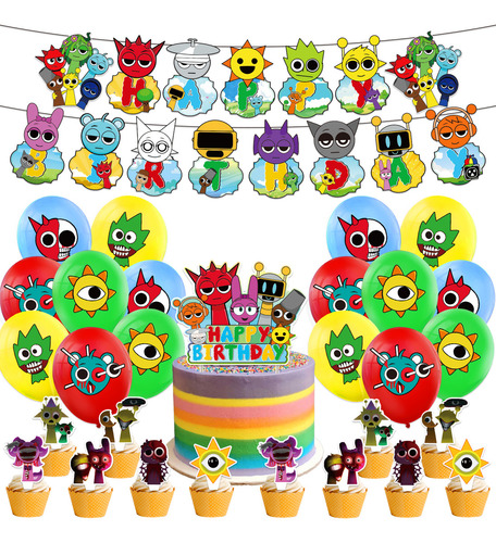 Kit Globos Cumpleaños Decoración Incredibox Sprunki Fiestas