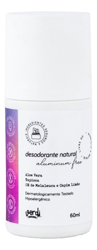 Desodorante Vegano Roll-on Hipoalergênico Verdi Natural 60ml