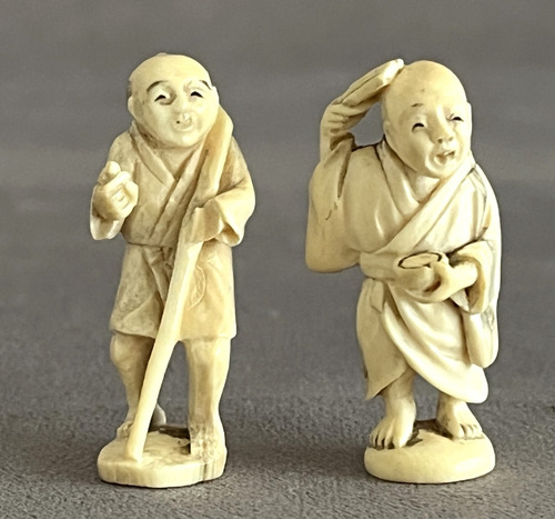 Dos Magnificas Miniaturas En Material Noble Período Meiji