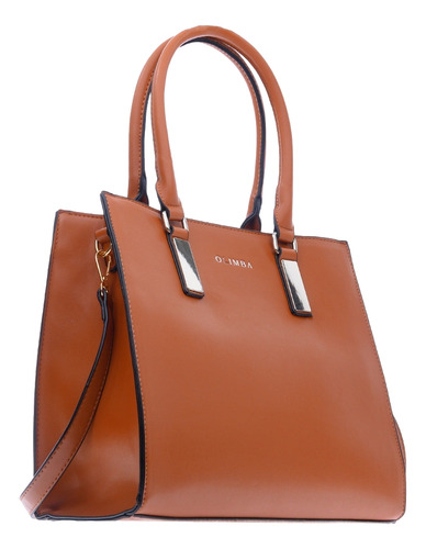 Bolsa Satchel Olimba Elegante Para Dama Formal 88229 Marrón Lisa Oro