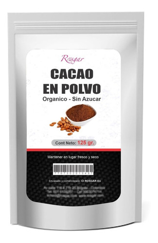 Cacao En Polvo Orgánico 125 Gr - g a $608