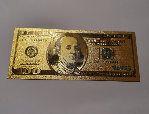 Billete Coleccionable 100 Dolares Cara Grande Color Oro