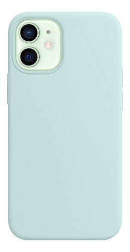 Capa Capinha Silicone Veludo Compatível Com iPhone 12 Mini Cor Azul Céu