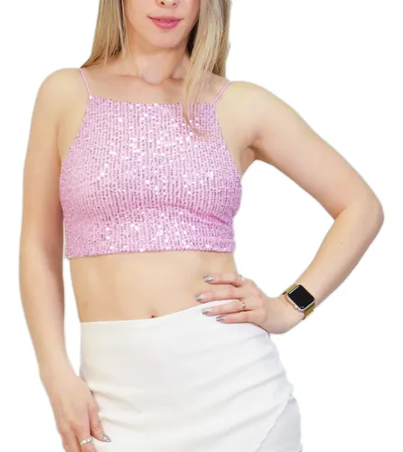 Top rosa lentejuelas sale