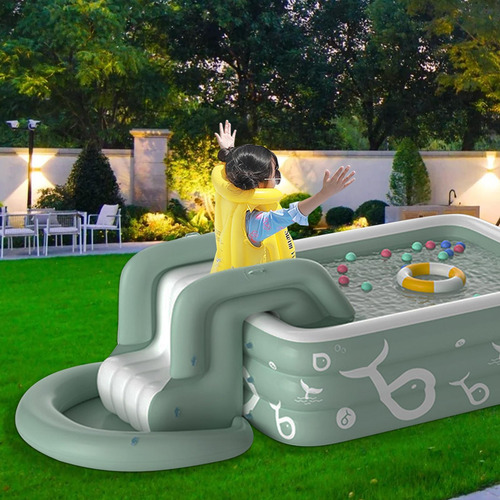 Piscina Hinchable Para Niños Tobogán Acuático Thicken Garden