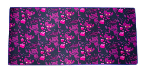 Mousepad Ilustrado Hyrax 900x400 Bordas Costuradas Rosa