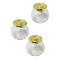 Comprar Kit 3 Potes Vidros Porta Temperos E Condimento Dourado