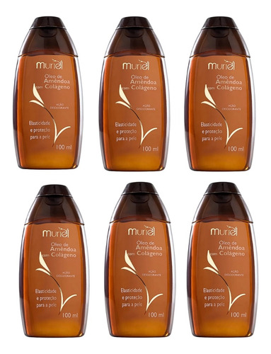 Kit 6 Óleo Corporal De Amêndoa Com Colágeno Muriel - 100ml