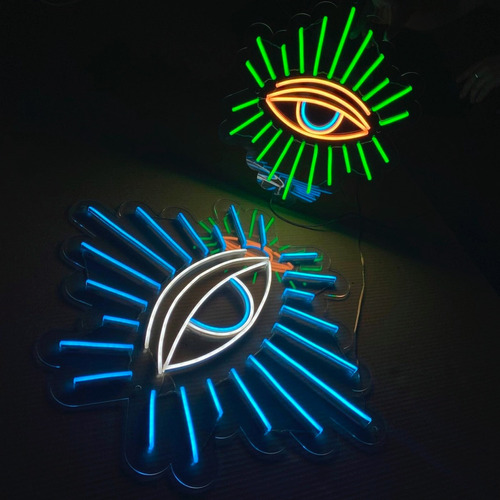 Letrero Neón Ojo Rayos Eye Iluminati Con Control Atenuador 