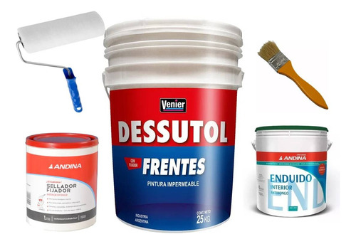 Dessutol Frentes X20 Blanco + Combo Rodillo Enduido Pincel