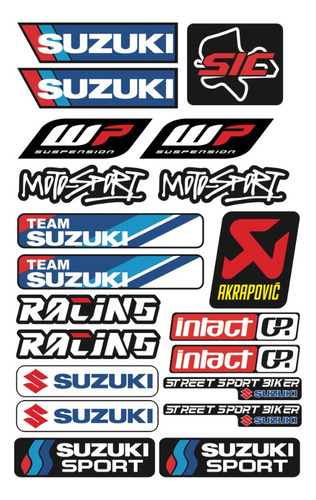 Suzuki Kit De Stickers Con Resina Para Moto Planilla Su04